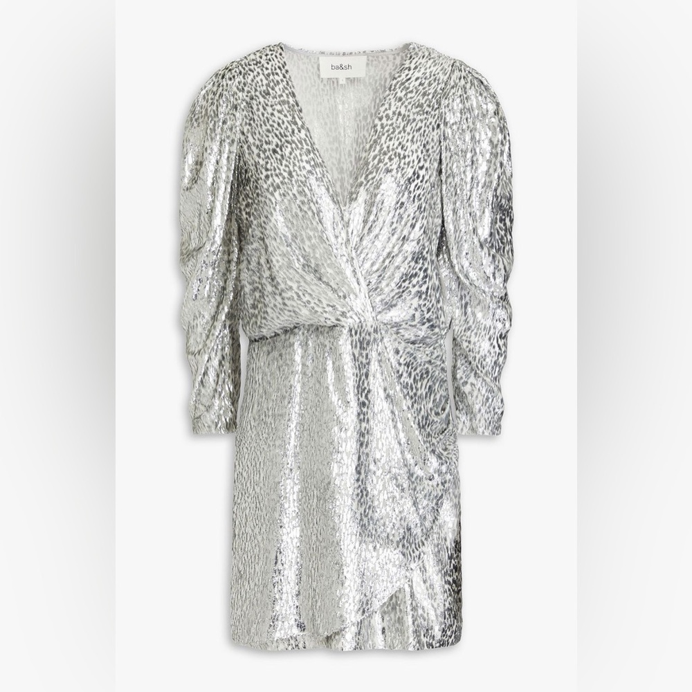 🚩 Ba&sh Silver Metallic Mini Dress - Picture 2 of 9